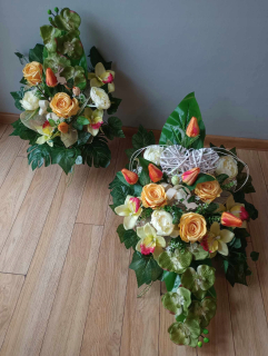 Kvet, kytica - Cintorínska výzdoba HROB kompozícia JARNÁ VEĽKONOČNÁ SADA tulipánov